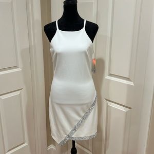 BCX Dress, woman’s, M, off white with silver sequins dress. NWT.